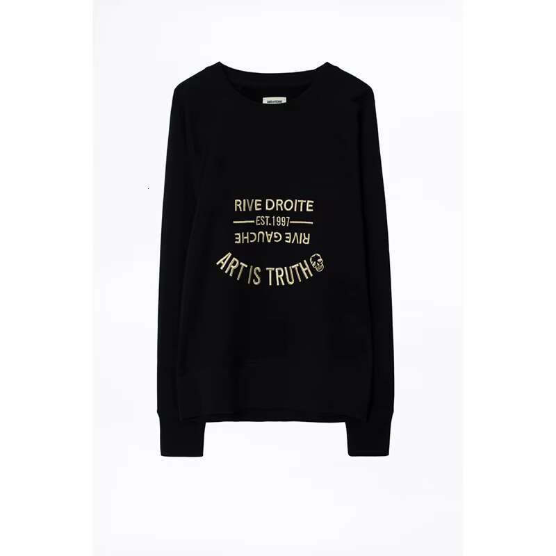 Autumn And Winter New French Niche ZV Classic Letter Embroidery Cotton Women's Embroidered Pullover Sweater Sweatshirt
