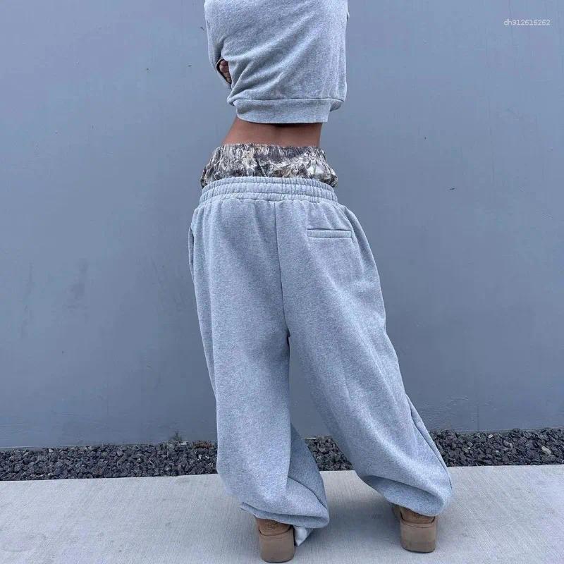 Men's Pants Y2K Retro Sweatpants Camouflage Double Waisted Embroidered Pattern Wide Leg Rap Trend Casual Streetwear Unisex Baggy