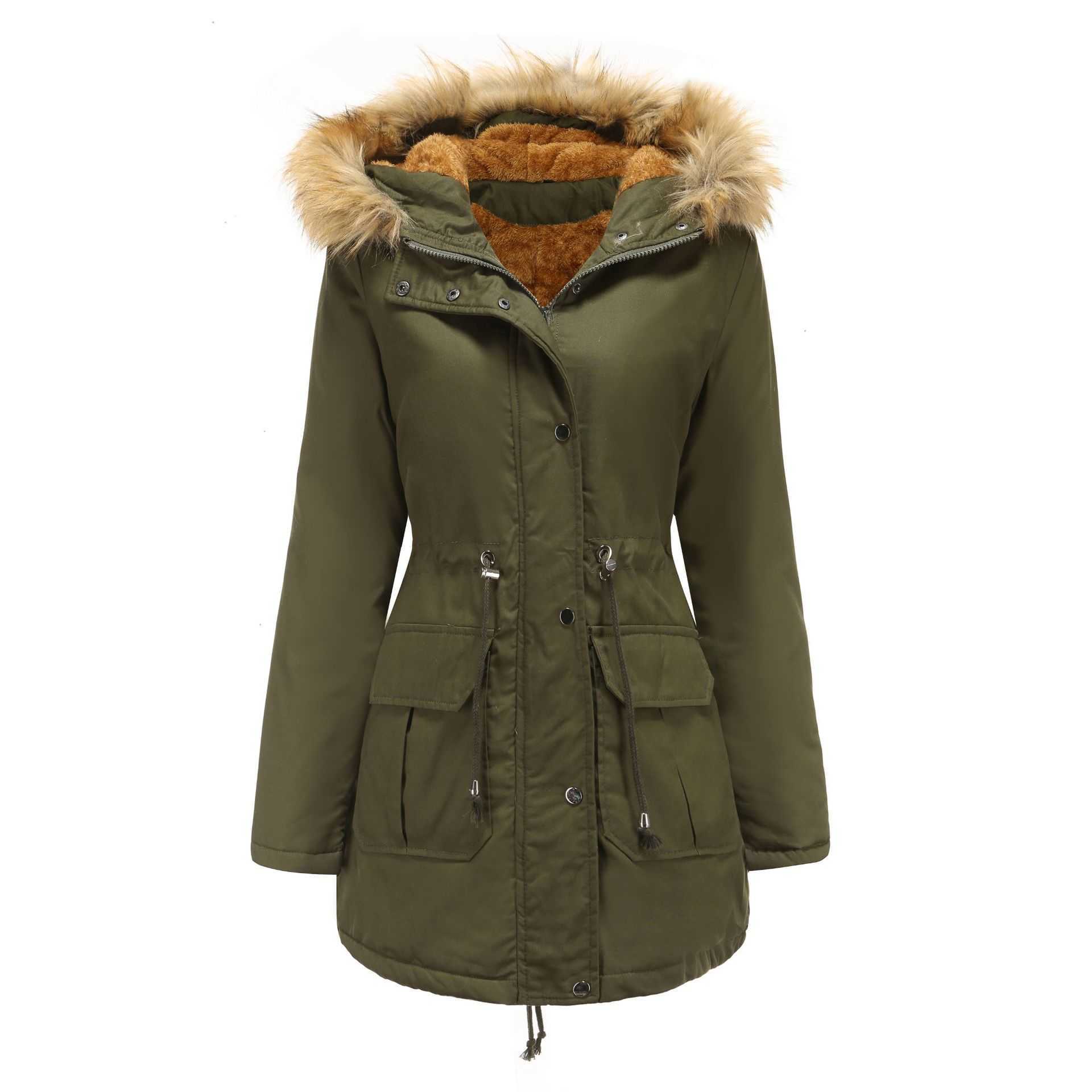 New European Cotton Padded Jacket Hooded Plush Collar Winter Warm Jacket Large WoMens Cotton Padded Jacket Womens Long Trench Coat Womens Jacket 24120