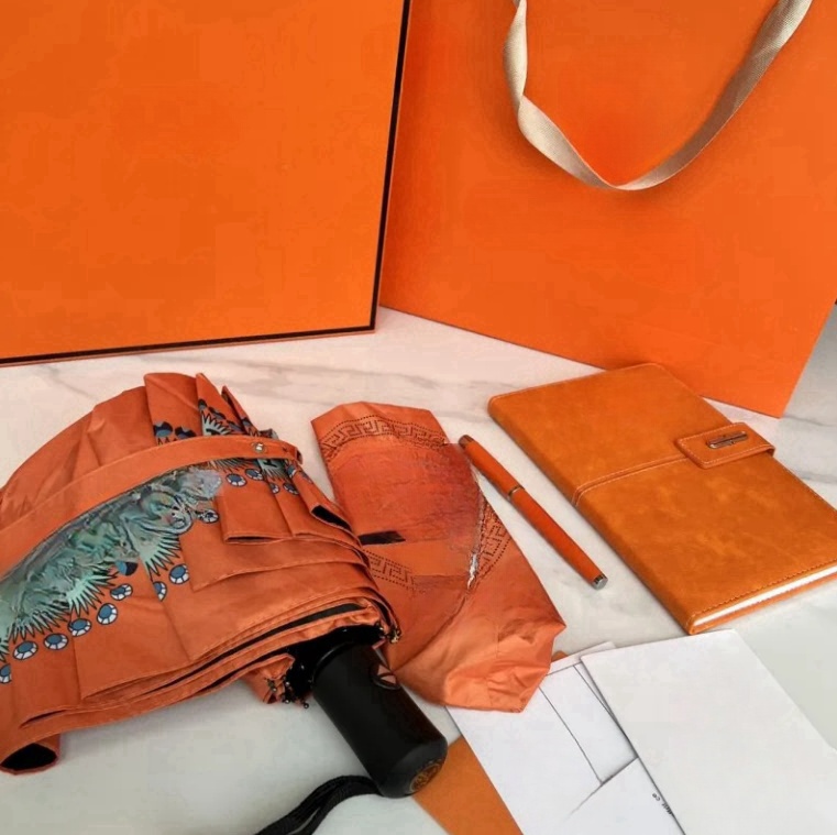 Wholesale Top Quality Classic Letter Orange Ballpoint Pen Umbrella Box Set Fashion Business Notebook Company Gift Teacher's Day Student