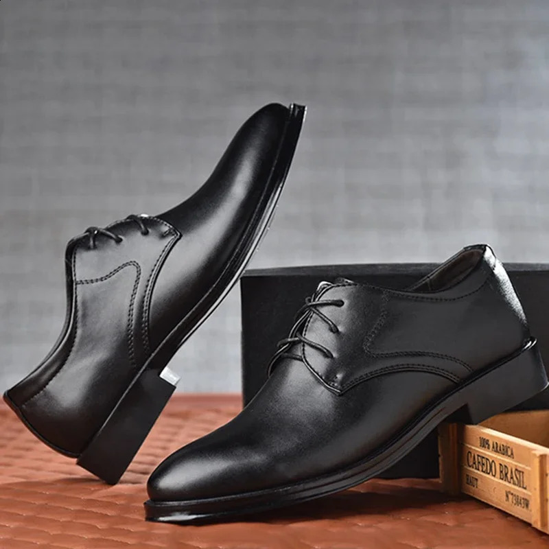 Mens Shoes Black Leather Formal Shoes for Men Oxfords Male Wedding Party Office Business Shoe Man zapatos de hombre Plus Size250208