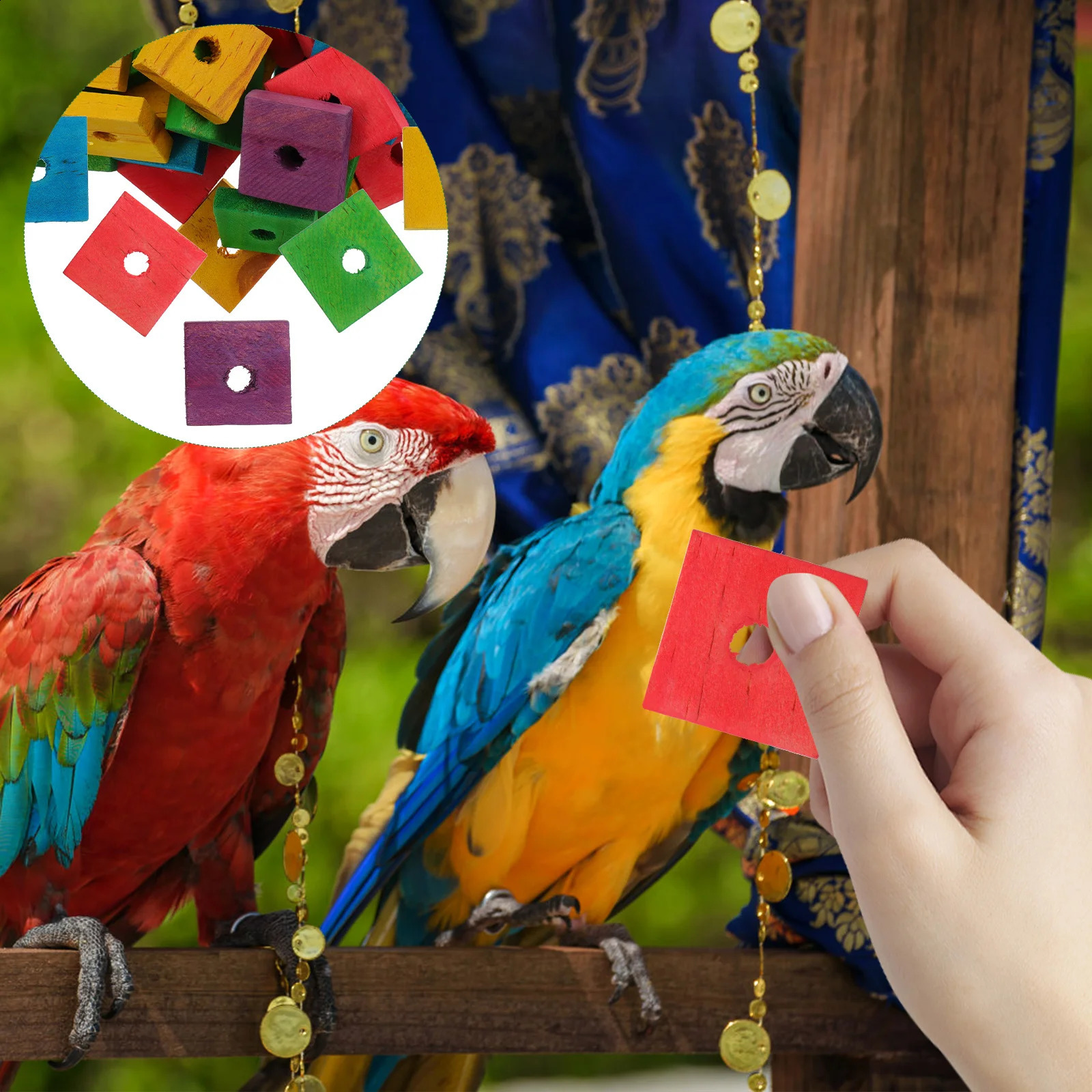 Parrot Wooden Chip Toys Bird Playing Toys Parrot Bite Toys Natural Wooden DIY Parrot Toy Game Supplies Mix-Color Random 250121