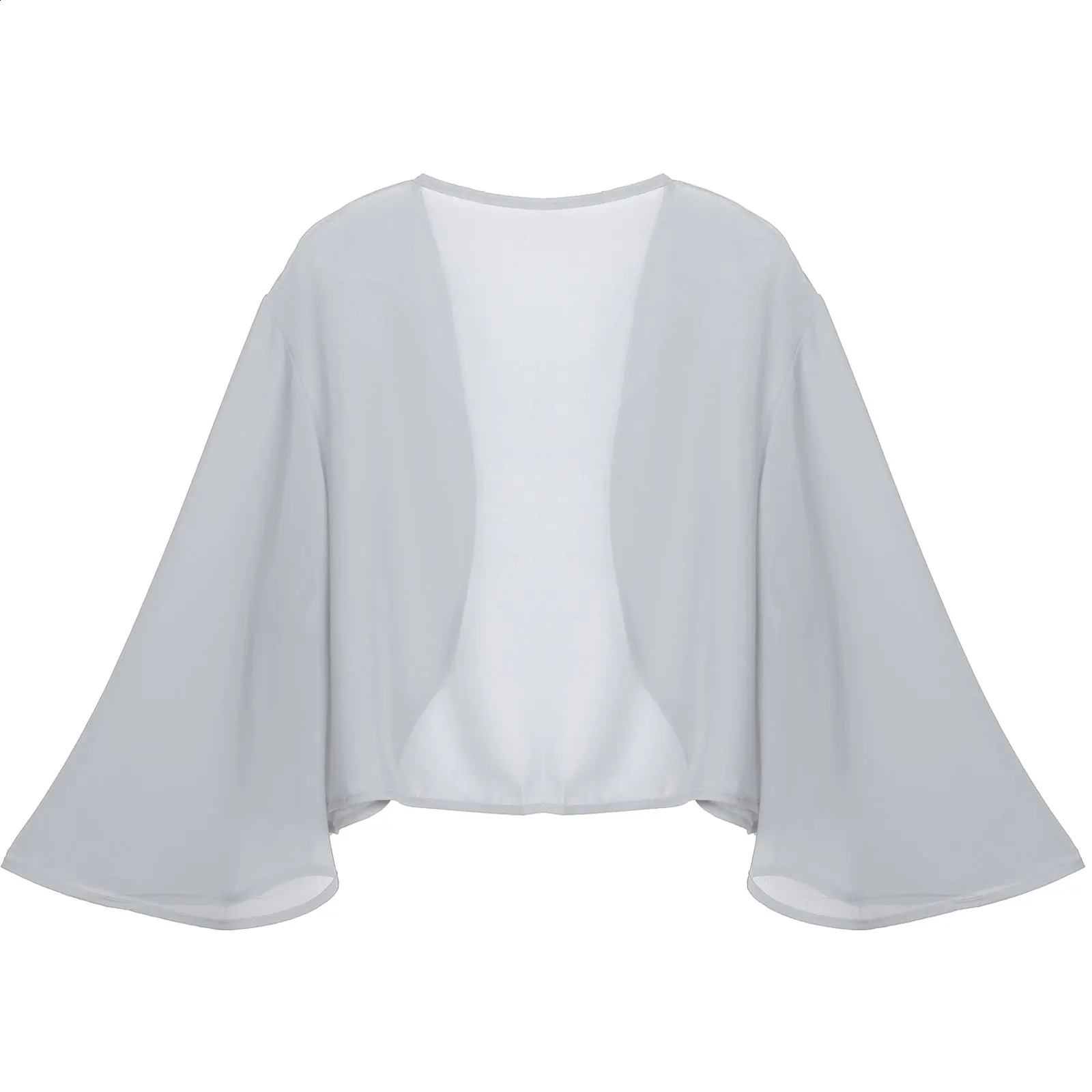 Women 3/4 Sleeve Chiffon Cardigan Bolero Shawls Outerwear Wedding Bridal Party Dress Wraps Beach Vacation Cover Ups Soft Cape 260625 - view 4