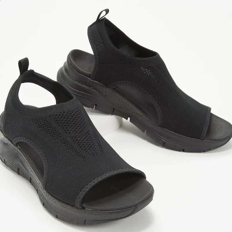 Women Summer Shoes Mesh Fish Platform Sandals Womens Open Toe Wedge Ladies Light Casual Zapatillas Muje 250117BJ - view 7