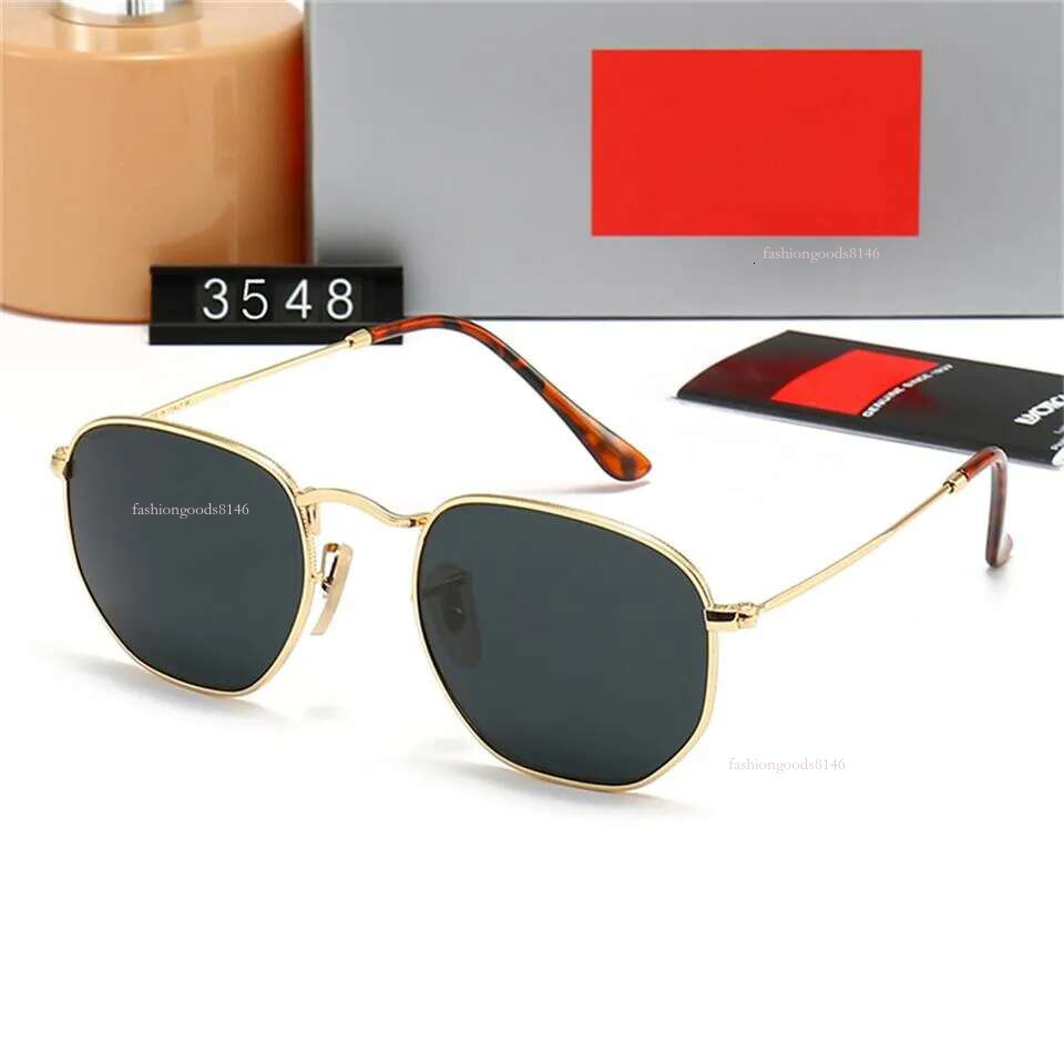 2023 Designer Hexagonal Sunglasses Brand 4306 3548 Eyewear Men Women Fashion Classic Polaroid Metal Frame Glass Flat Lenses Sunnies 253ce2