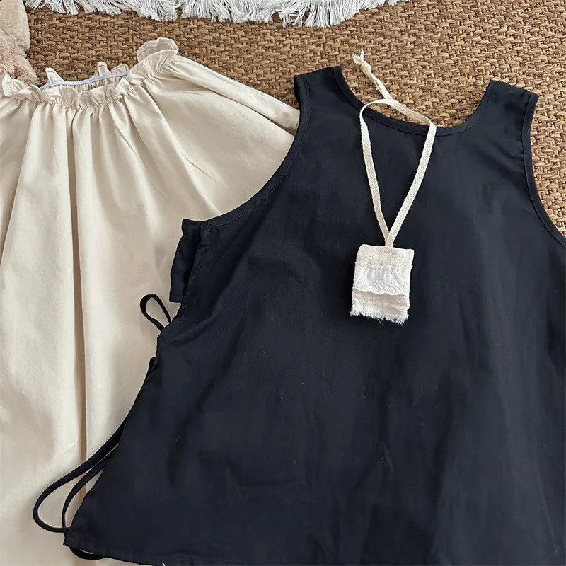 Girls Casual Dresses Autumn Girl Flower Edge Children Clothing Long Sleeves Skirt Overskirt 2 Piece Set Sweet Fashion 250120