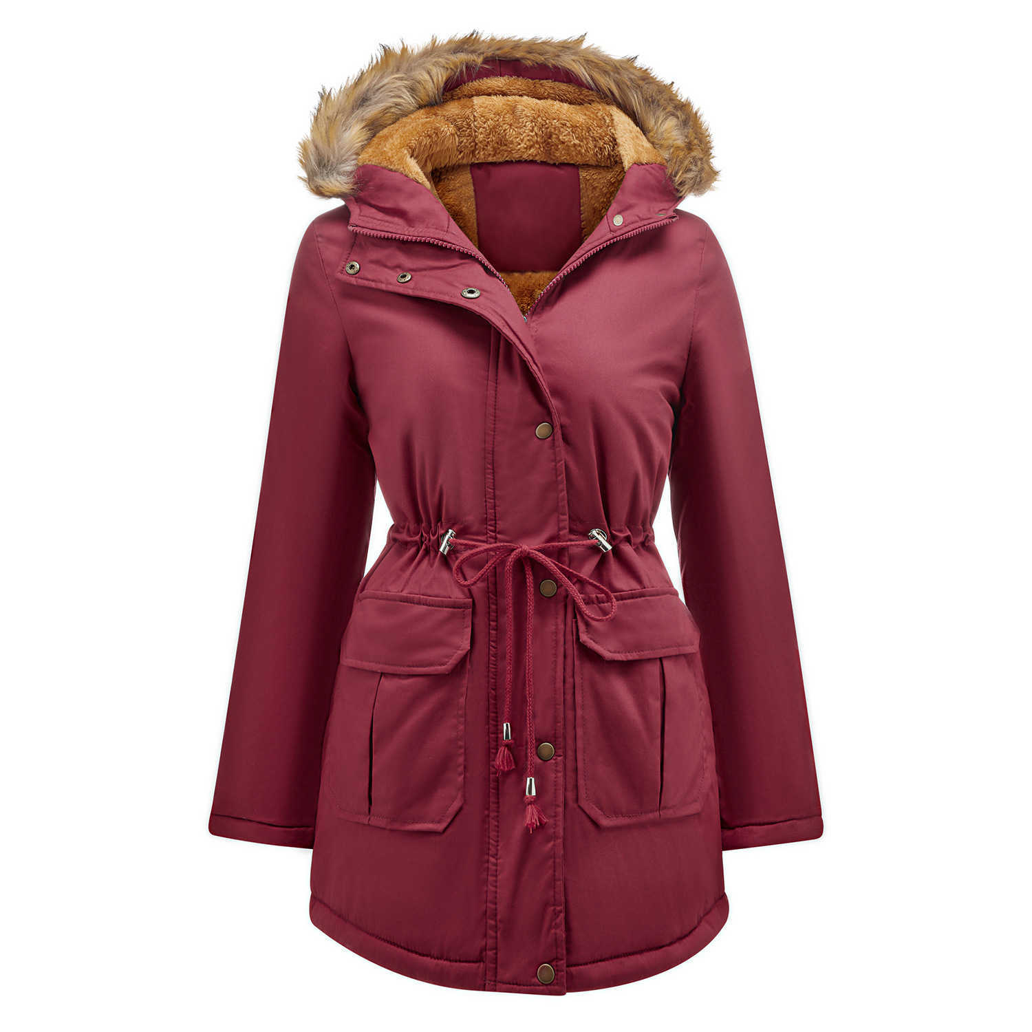 New European Cotton Padded Jacket Hooded Plush Collar Winter Warm Jacket Large WoMens Cotton Padded Jacket Womens Long Trench Coat Womens Jacket 24120