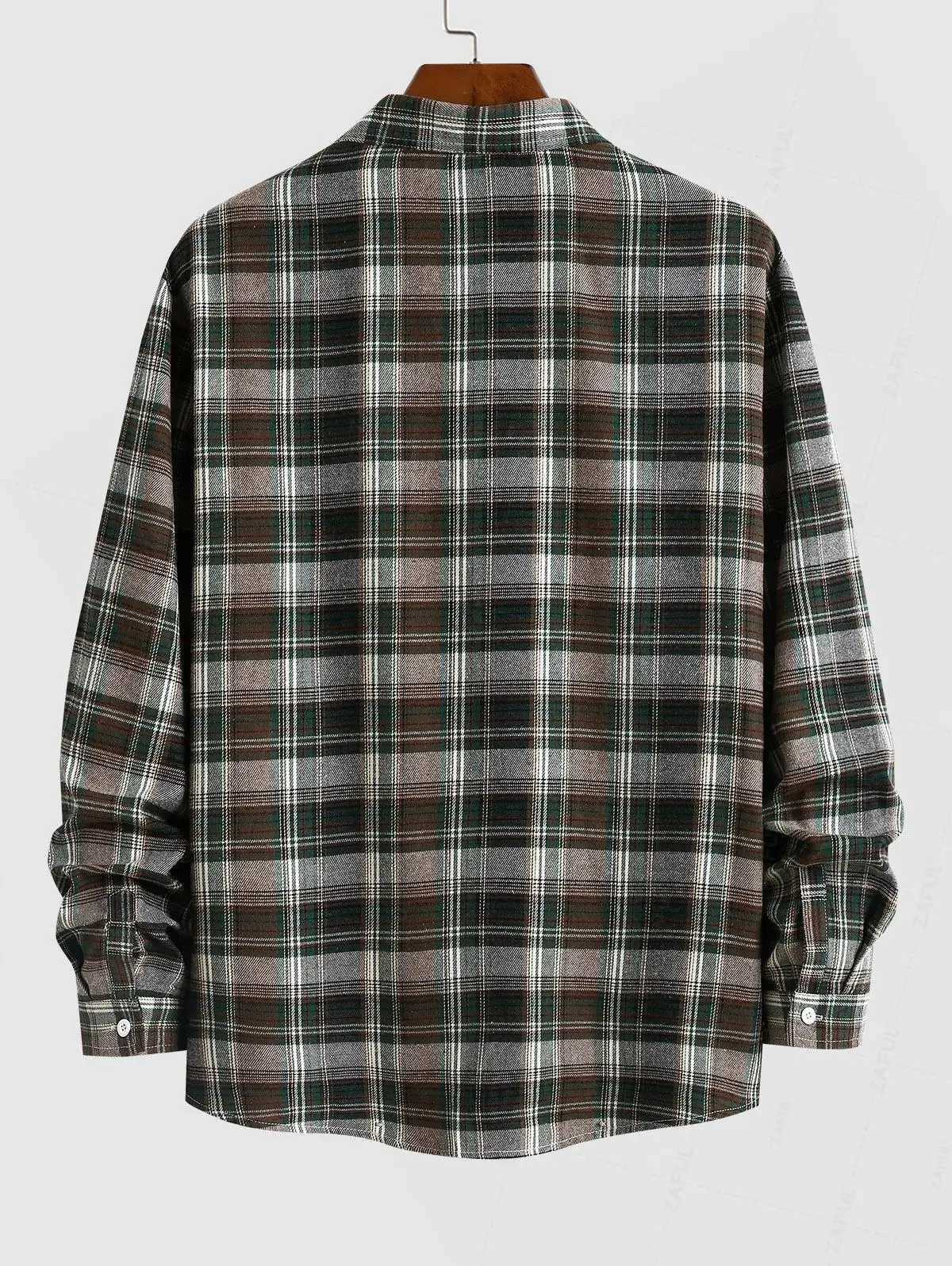 High Quality ZAFUL mens casual lapel plaid long sleeved flannel shirt T250121