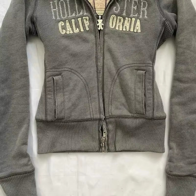 New American New Fashion Classic Cotton Padded Women Y2k Haruku Zipper Sweatshirt Oversized Hoodie With Fur Collar