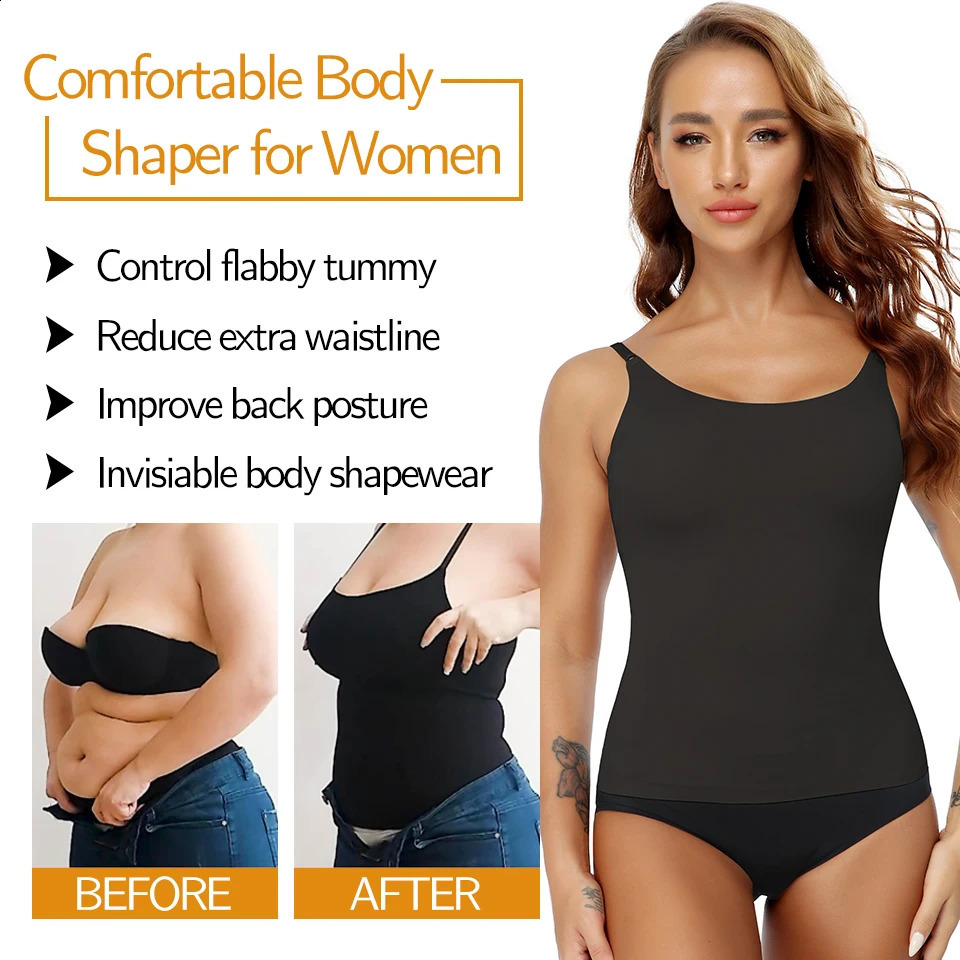 Seamless Shapewear Tank Tops Camisole Women Tummy Control Smooth Compression Vest Nude Black Women Clothing 250116