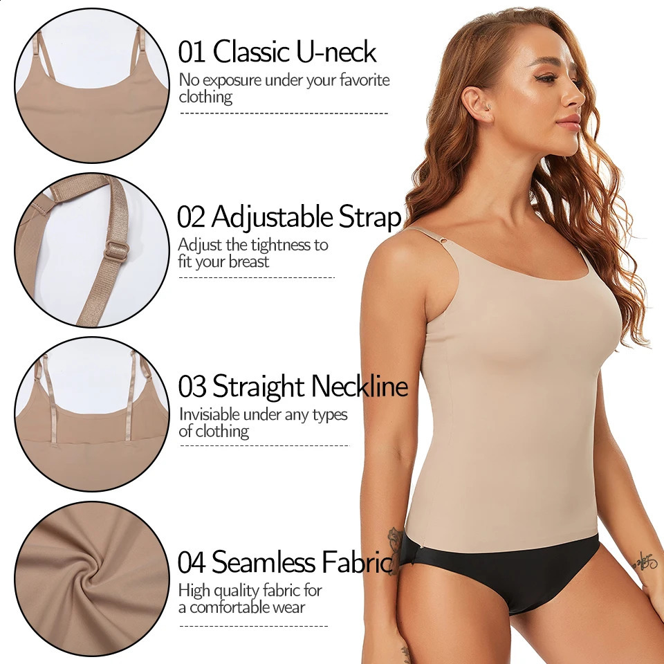 Seamless Shapewear Tank Tops Camisole Women Tummy Control Smooth Compression Vest Nude Black Women Clothing 250116