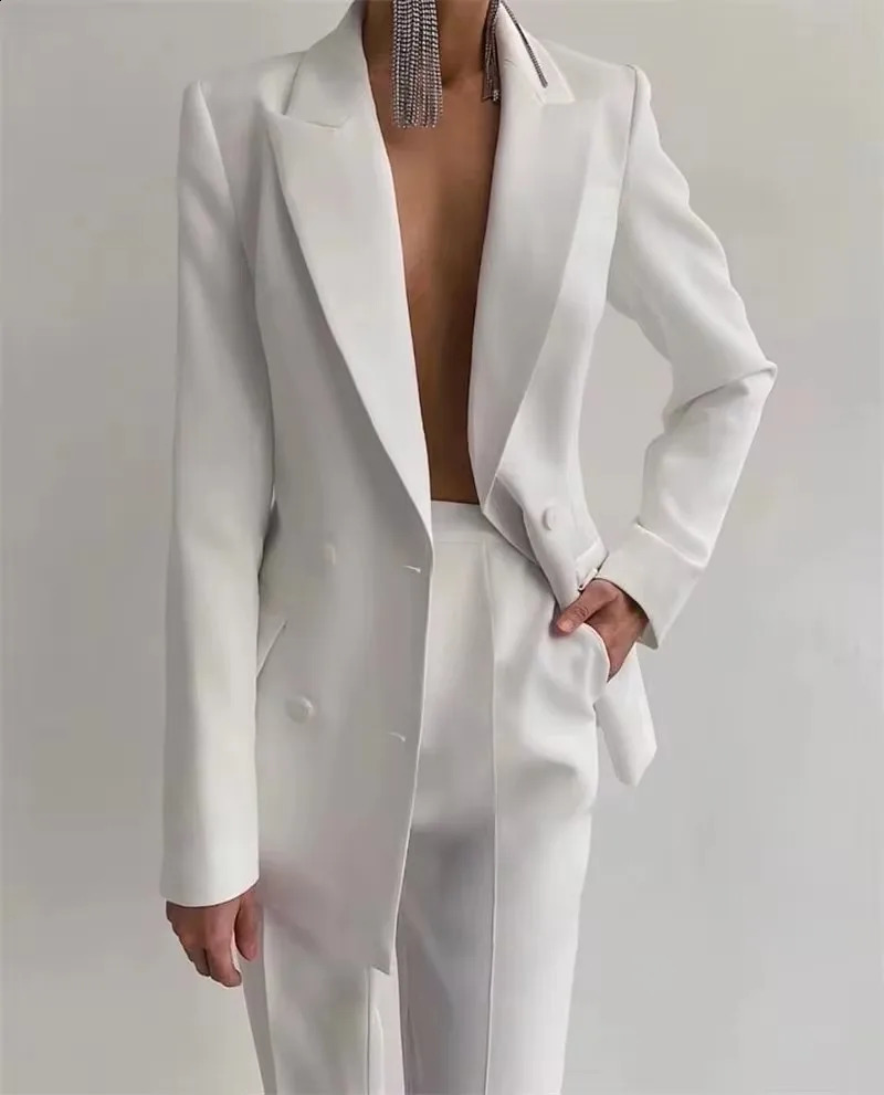 3 Pieces Fashion Women Suits ed Lapel Double Breasted Jacket Formal Casual Corset Pants Blazer Daily Wedding Prom Party Wear 250122