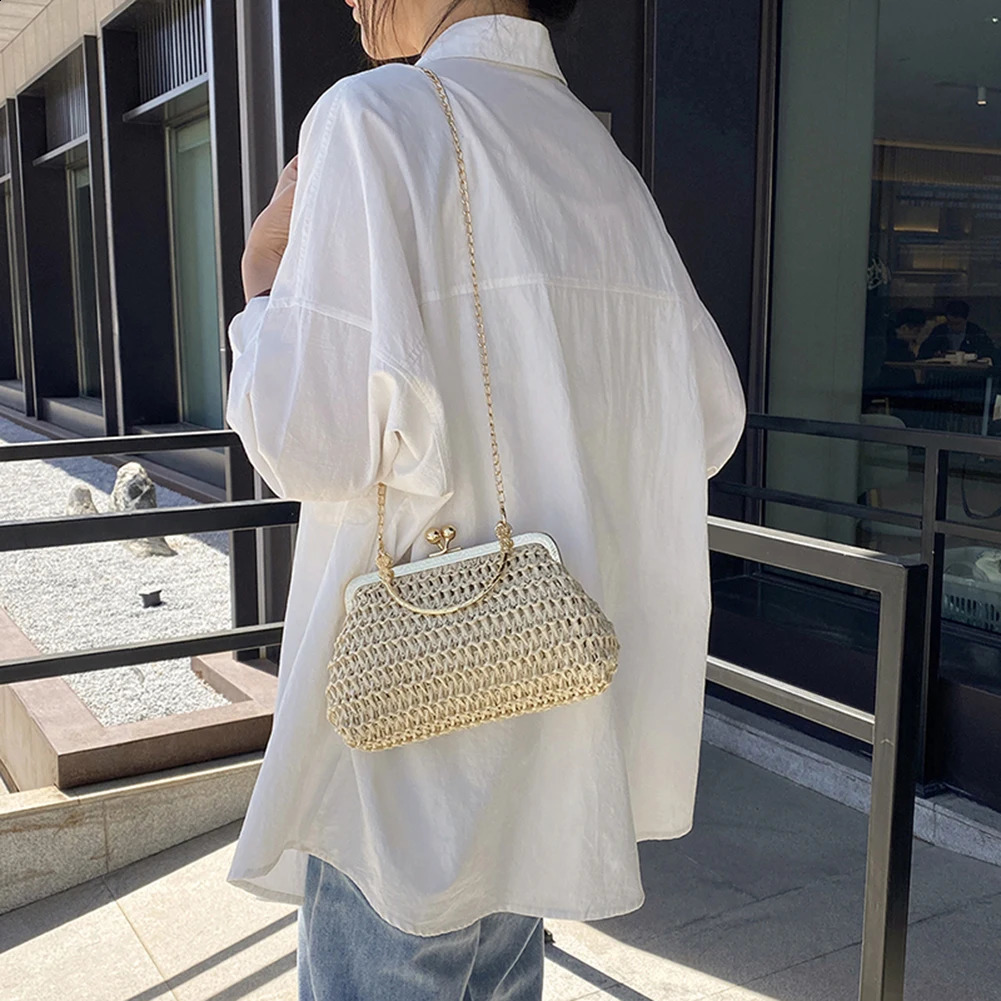 New Free Shipping Designer Bag Summer Er Beach Handbag Homeless Cross Body Fashion Straw Womens Stone Chain Small Bucket Bag