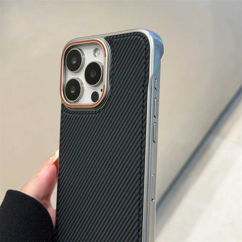 For iPhone 16 15 14 13 12 Pro Max Plus Luxury Magnetic PU Leather Borderless Phone Case Matte Striped Shockproof ProtectiveCover Z250122