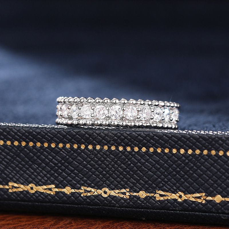 Ins Simple Fashion Wedding Rings Luxury Jewelry 925 Sterling Silver Fill Full Round 5A Cubic Zircon CZ Diamond Party Circle Women Engagement Band Ring
