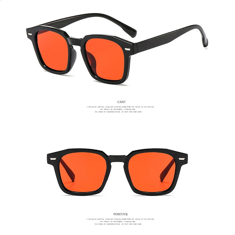 Vintage Black Square Frame Red Lens Sunglasses Retro Transparent Eyewear Women Men Outdoor Sports Ridding 250110