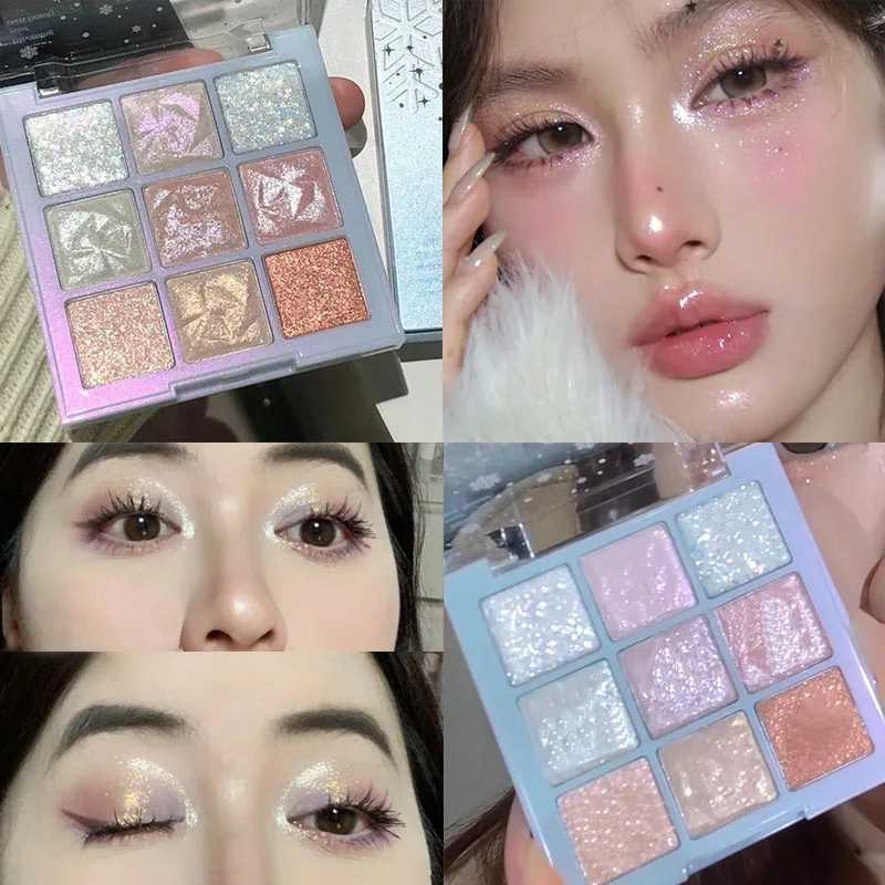 New Arrival New Snowflak Eye Shadow Plate 9colors Winter Explodes Glittering Crystal Enhancing High Gloss Silkworm Ice Snow Drill Eye Shadow Z250121