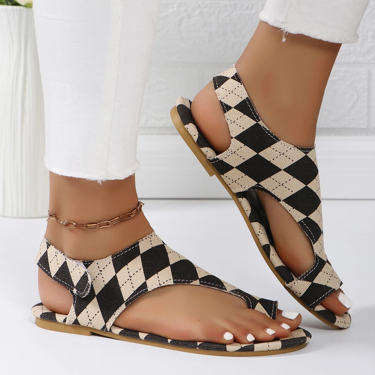 Women Sandals Summer Flats Clip Toe Beach Designer Sling Back Fashion Casual Shoes for Flip Flops 250117BJ - view 4