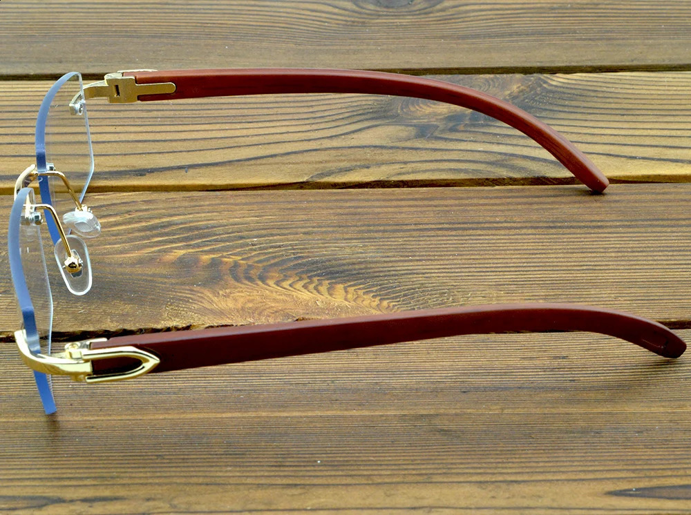 Men and Women natural wood legs rimless glasses frame high standard 250120