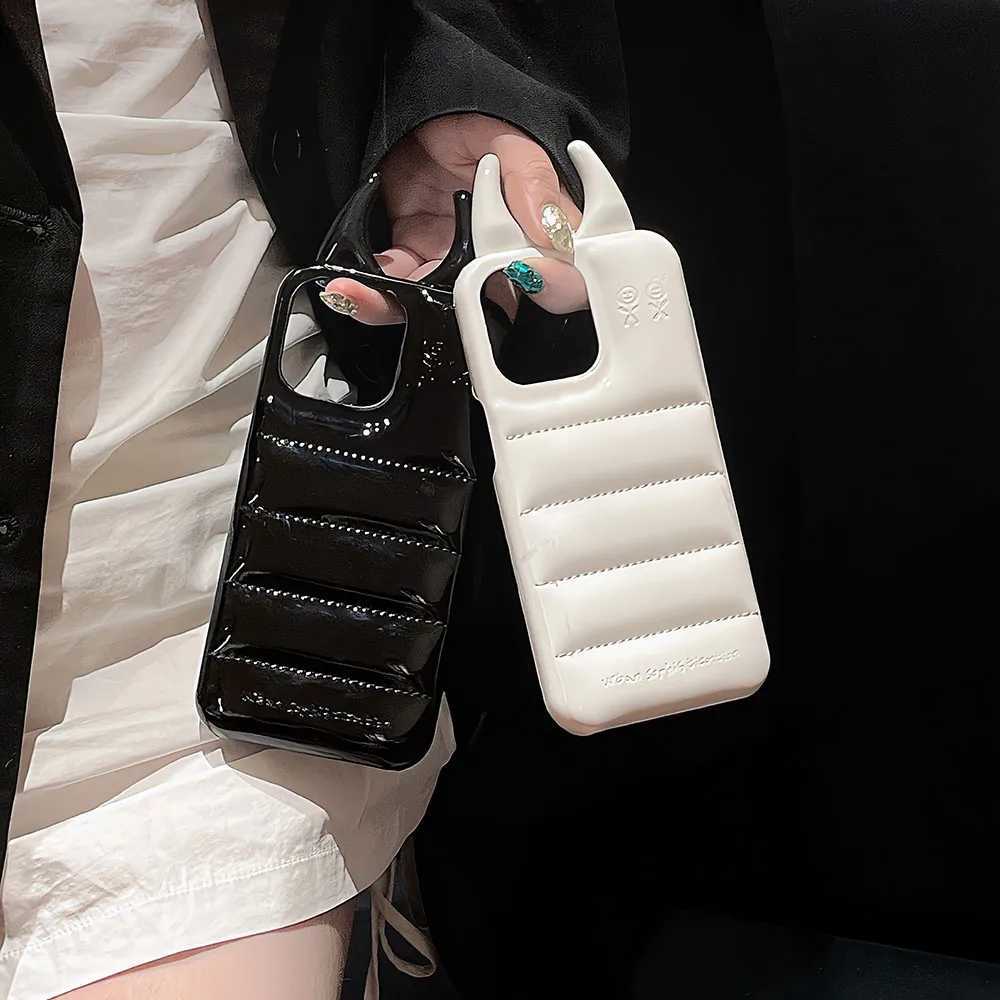 INS Fashion Cow Horns Glossy Phone Case For iphone 16 15 14 13 12 Pro Max Cover Luxury PU Leather Shockproof Case Z250122