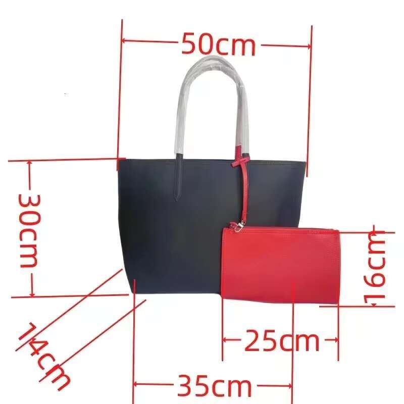 2Pcs Women Large Capacity Tote Purse PVC Handbag Female Travel Shoulder Shopping Bags Set Top Handle Bag