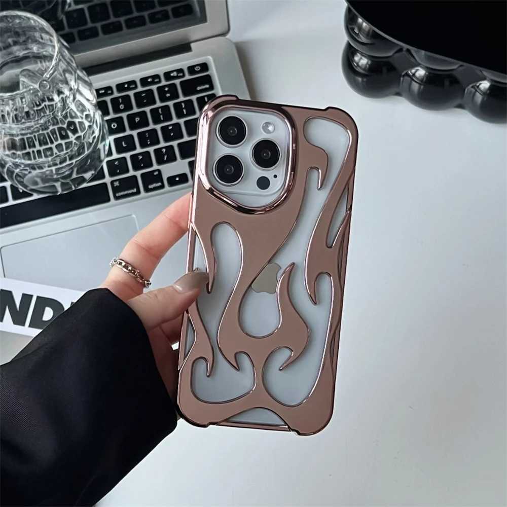 3D Flame pattern Phone Case for iPhone 16 14 12 11 13 15 ProMax 15 Plus Fashion Hollow Slim Shockproof Protective soft Cover Z250122
