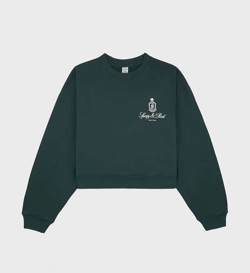 Winter New North American Niche Sporty&Rich Letter Small Crown Print Short Fleece Women's Hoodie