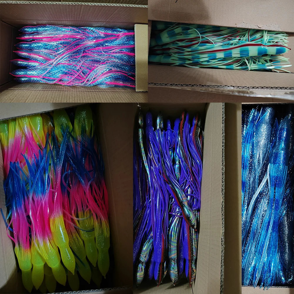 10 pieces of 12 inch tuna big game marlin tuna drag squid bait octopus fishing drag squid bait instead of rubber squid bait 250109