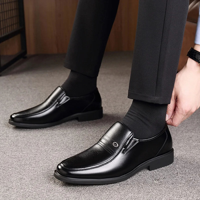 Mens Dress Shoes Fashion Pointed Toe Mens Business Casual Shoes Brown Black Leather Oxfords Shoes Zapatos De Hombre250114