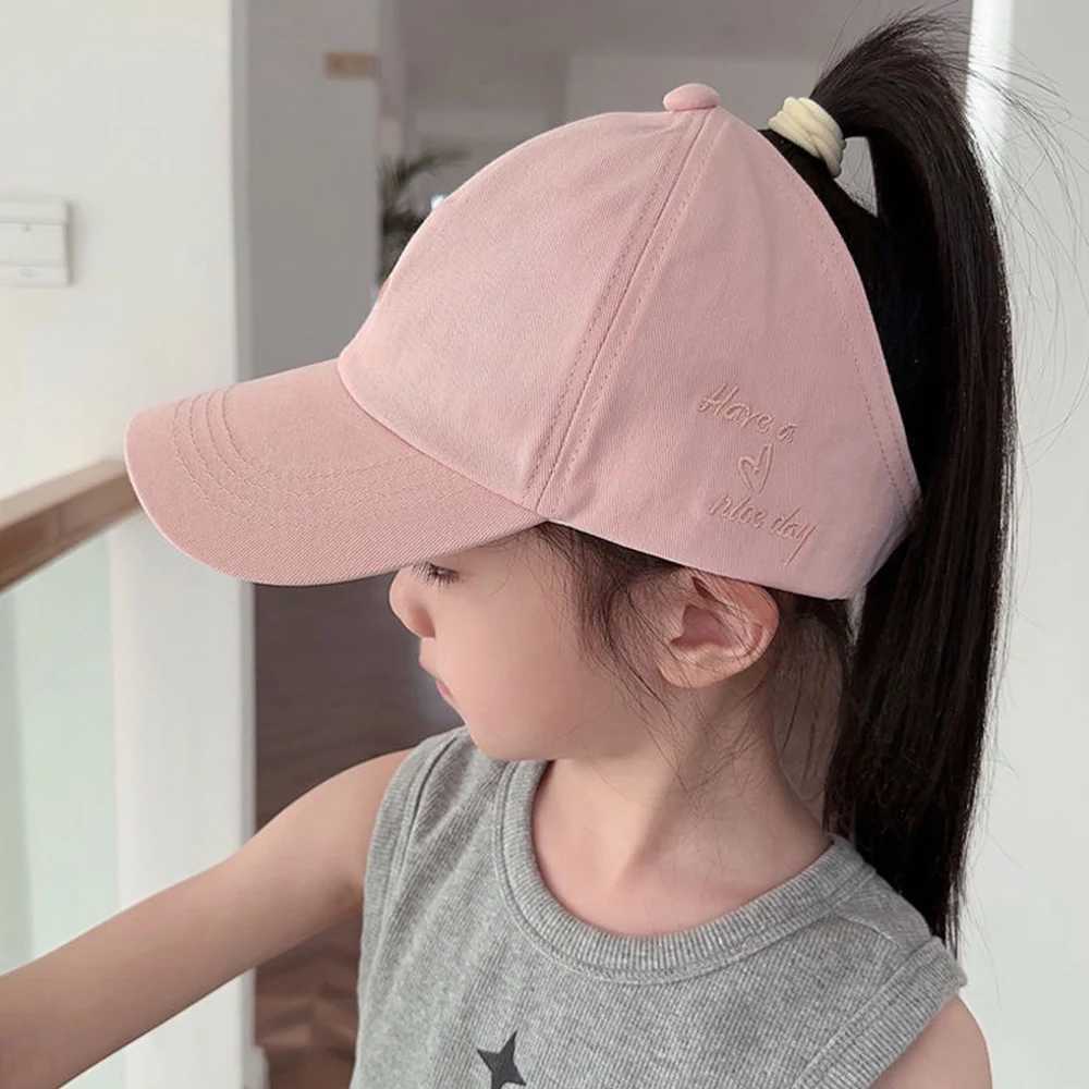 Summer Kids Children Baseball Cap High Ponytail Fashion Cap Empty Tail Sun Hat Baseball Hat Children Sun Visor Hats Tie Breathe M250121