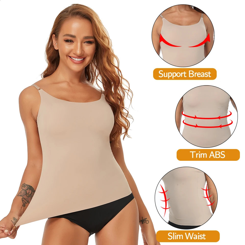 Seamless Shapewear Tank Tops Camisole Women Tummy Control Smooth Compression Vest Nude Black Women Clothing 250116