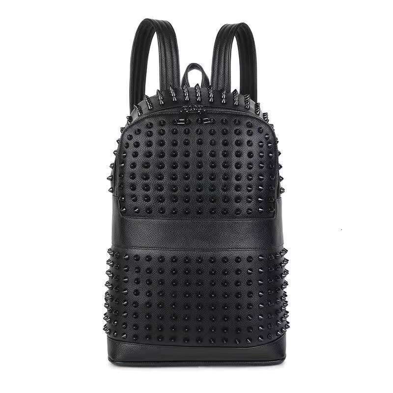 Fashion casual men's and women's leather backpack personality riveted travel handbag Computer chest bag Fanny pack