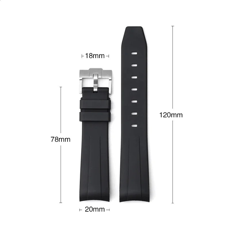 20mm Fluoro Rubber Strap for Daytona Curved End Sport Waterproof FKM Watch Band for x Moon with tools 250121