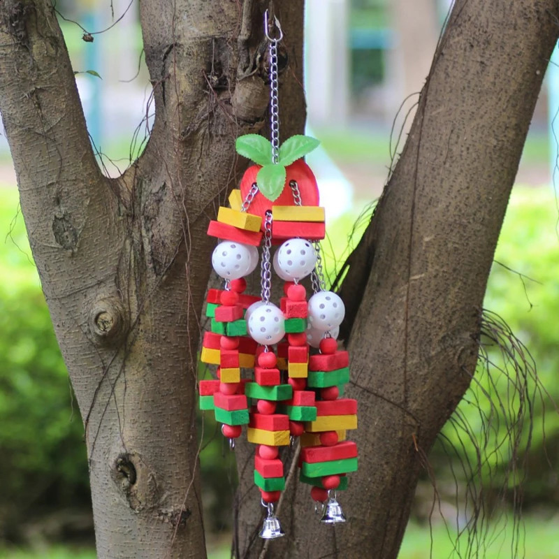 Pet Bird Chewing Toy Colorful Wooden Blocks Acrylic Beads Parrot Toy Bite Bridge Bird Tearing Toy Cockatiels Training Hang Swing 250214