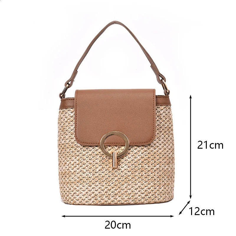 Beach Lady Travel Purses and Handbags Casual Chains Straw Bucket Bags Women Summer Messenger Bag Rattan Bags Shoulder Bag Bolsa 250122