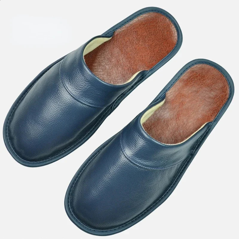 Indoor Leather Slippers Men Home Shoes Women Spring Autumn Style Flat Mules High Quality Unisex House Slippers 250122