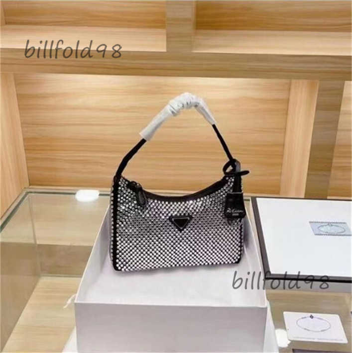 Diamond Womens Shoulder Bags Crystal Embellishment Luxurys Designers Bags Crossbody Bag Backpack Totes Half Moon Designers Purses Satin Hobo Bags