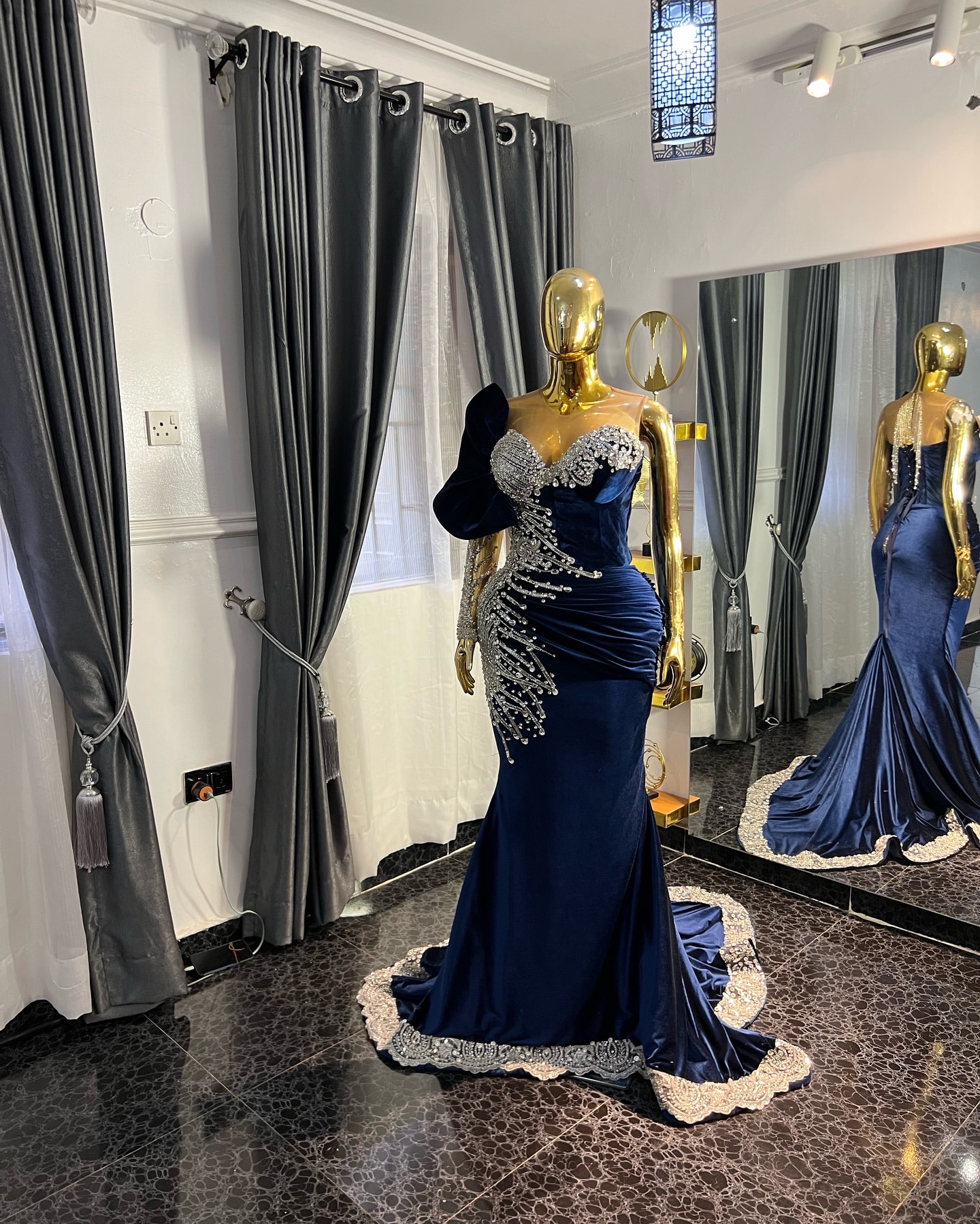 Aso Ebi Royal Blue Mermaid Prom Dresses 2025 Crystals Lace Veet Evening Formal Party Second Birthday Engagement Gowns Plus Size Dress For Special Ocns