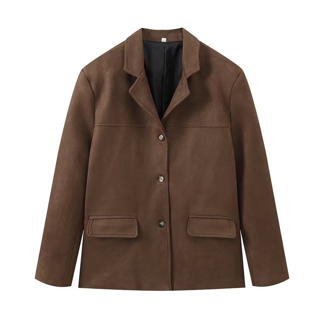 Women's Jackets Three color flip tie pocket long sleeved jacket