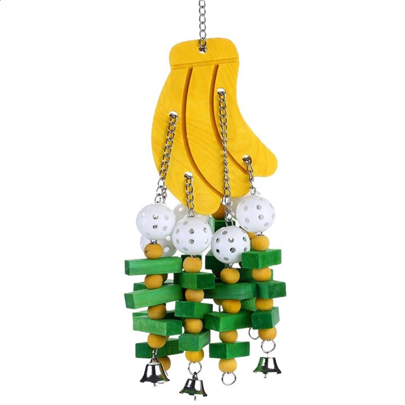 Pet Bird Chewing Toy Colorful Wooden Blocks Acrylic Beads Parrot Toy Bite Bridge Bird Tearing Toy Cockatiels Training Hang Swing 250214