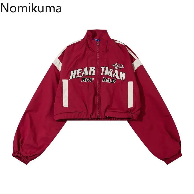 Streetwear Womens Jackets Crop Tops Turndown Collar High Waist Letter Outwear 2025 Casual Womens Clothing Zipper Fashion Y2k Coats 250118