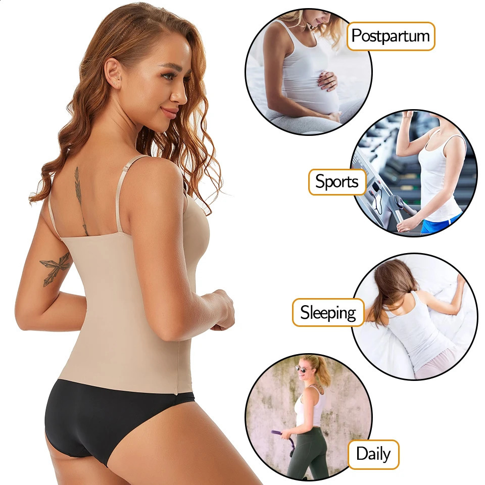 Seamless Shapewear Tank Tops Camisole Women Tummy Control Smooth Compression Vest Nude Black Women Clothing 250116