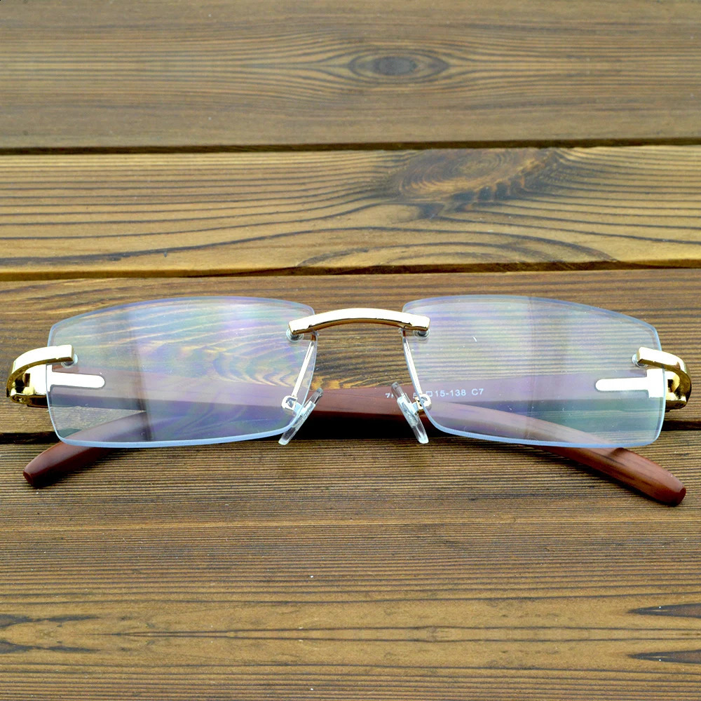 Men and Women natural wood legs rimless glasses frame high standard 250120