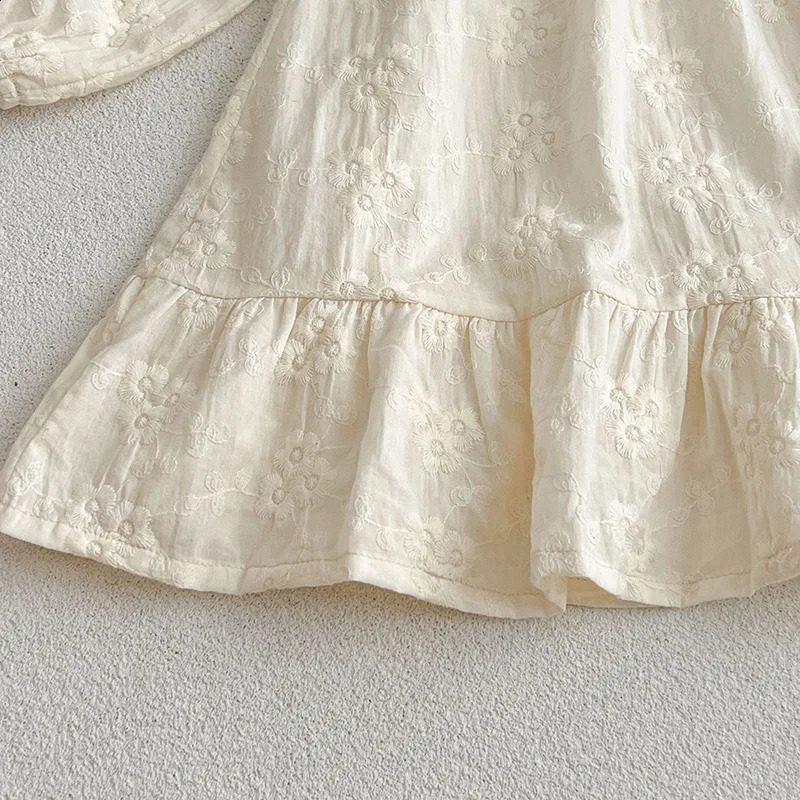 Spring Kids Baby Girls Long Sleeve Sweet Embroidery Princess Dress Autumn Kids Baby Girls Dress Children Clothes Dress 250120