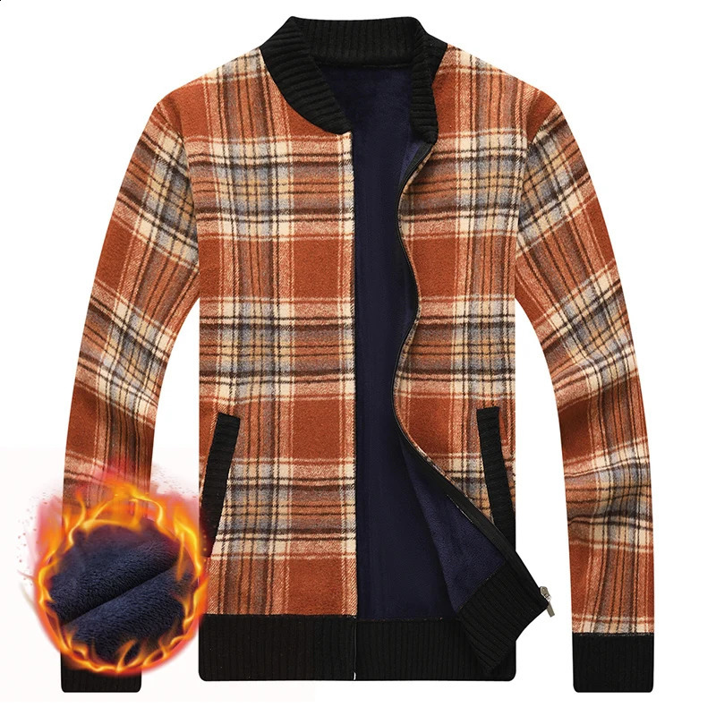 Top Quality Fashion Woolen Thick Velvet Plaid Casual Baseball Collar Jacket Men Korean Windbreaker Coats Men Clothes 250116