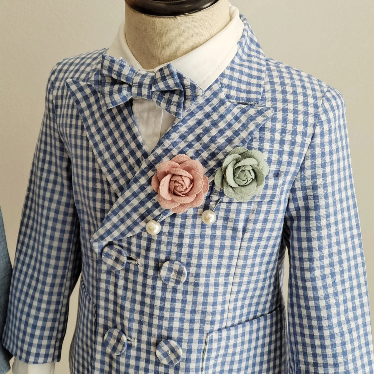 Boys Suit for Weddings Party Summer Autumn Gentleman Plaid Birthday Blazer Set Baby 1 To 4 Y Kids pograph Costumes 250120