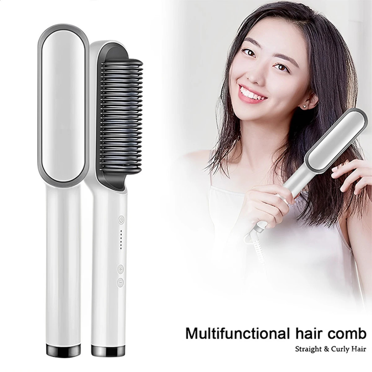 Electric Hair Brush Multifunctional Straight Hair Straightener Portable Fast Heating Negative Ion Professional Styling Tools 250115