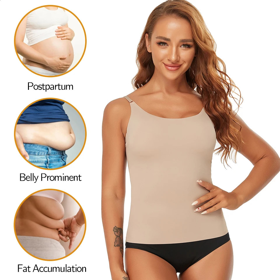 Seamless Shapewear Tank Tops Camisole Women Tummy Control Smooth Compression Vest Nude Black Women Clothing 250116