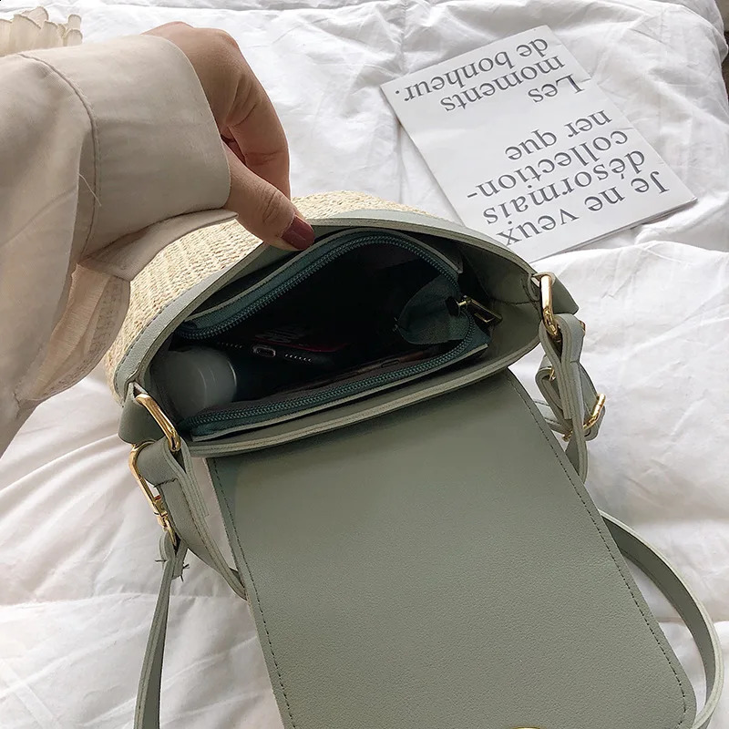 Beach Lady Travel Purses and Handbags Casual Chains Straw Bucket Bags Women Summer Messenger Bag Rattan Bags Shoulder Bag Bolsa 250122