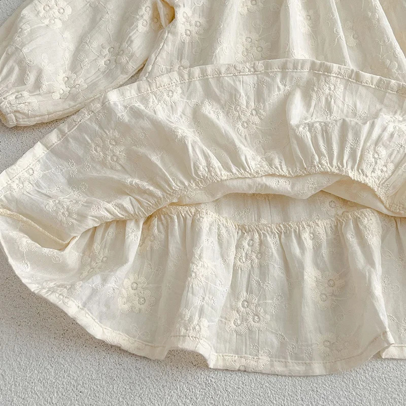 Spring Kids Baby Girls Long Sleeve Sweet Embroidery Princess Dress Autumn Kids Baby Girls Dress Children Clothes Dress 250120